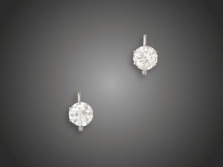 Fülbevaló, 950 pt, 585 au, 2 bril. cca. 3,90 ct, 4,0 g