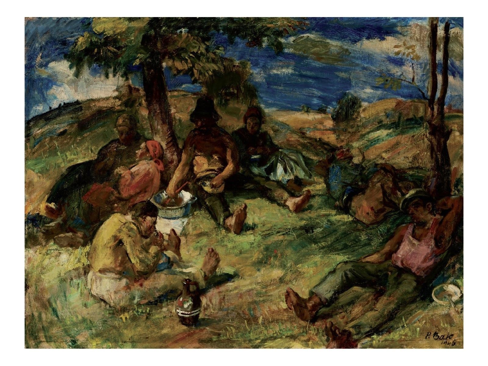 P. Bak János: Ebéd a mezőn (1946)