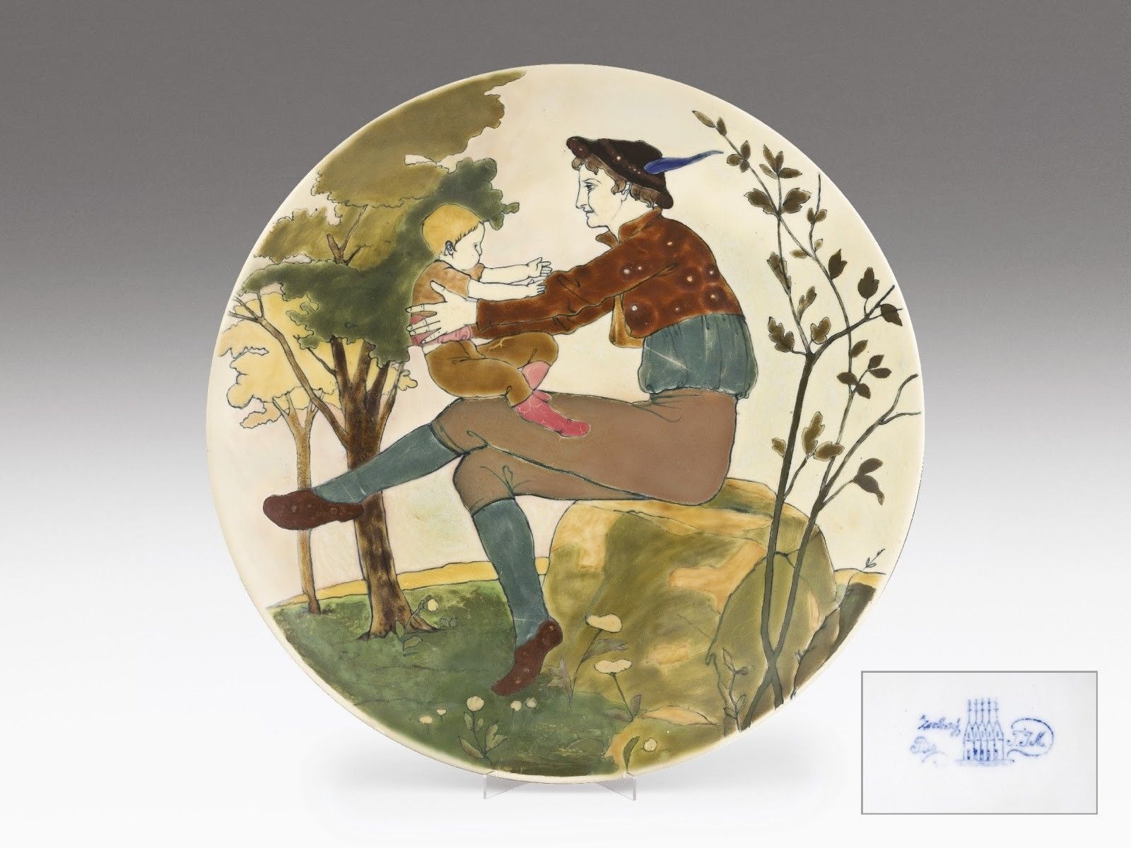 Zsolnay preraffaelita tál