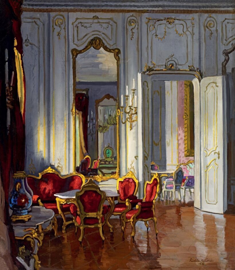 Pádua Kálmán: A Teázó-terem részlete a Budavári Királyi Palotában, 1932