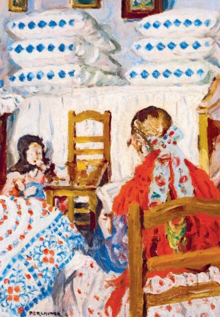 Perlmutter Izsák: Napfényes szobában olvasó kislány, 1923