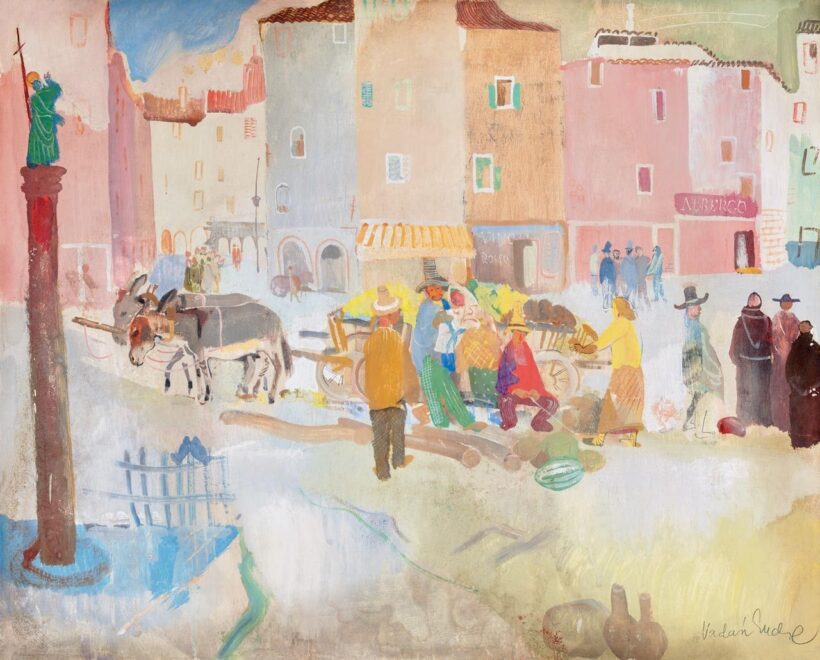 Vadász Endre: Olasz kisváros főtere, 1930-as évek