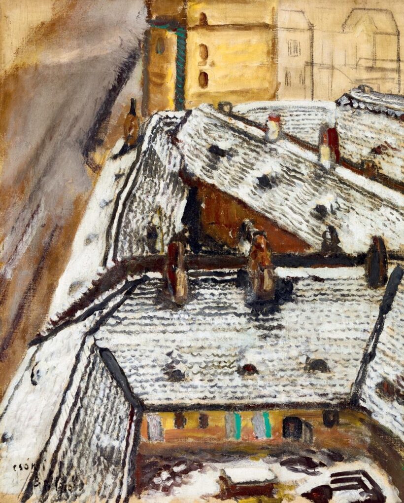 Csók István: Havas háztetők (Kilátás a műteremablakból), 1910