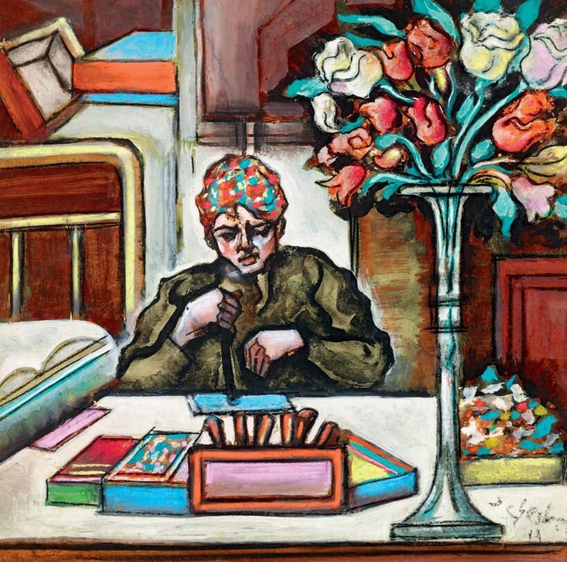 Scheiber Hugó: Nő virágcsokorral, 1930-as évek