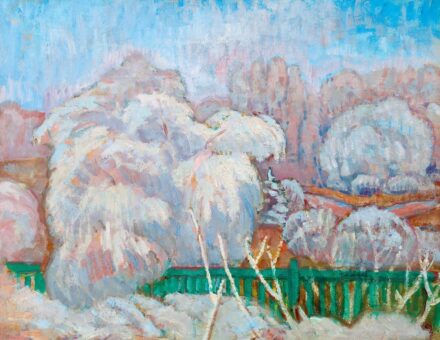 Iványi Grünwald Béla: A zöld kerítés (Téli táj), 1910 körül