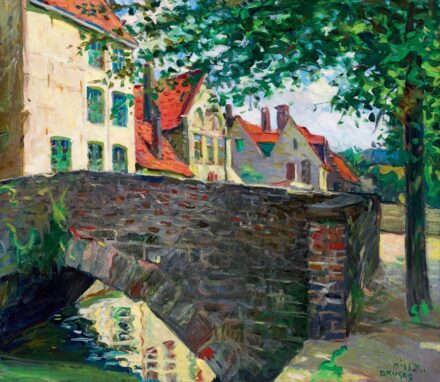 Kiss Rezső: Középkori városrészlet kőhíddal (Brugge)