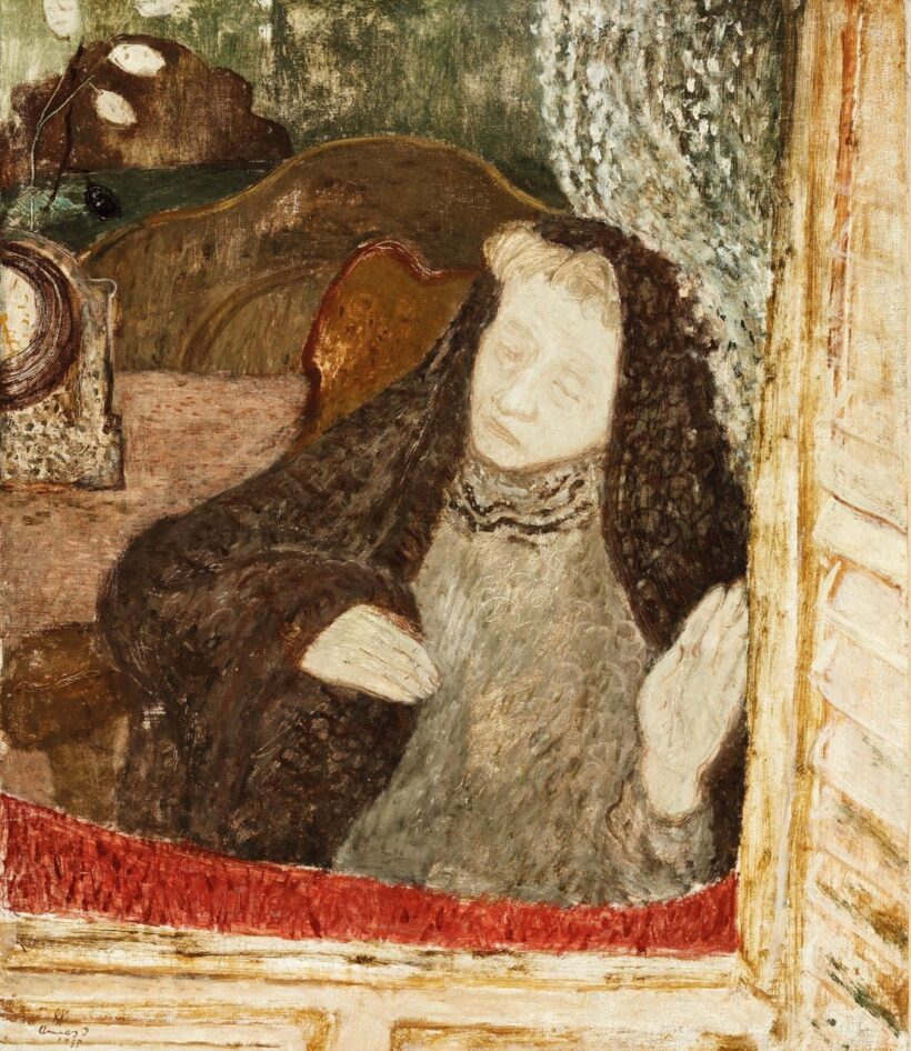 Ámos Imre: Emlékezések (Ódón szoba, óra, félrehúzott függöny), 1935