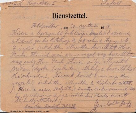 57-1317 1918 Jelentés honvédek rendzavarásáról