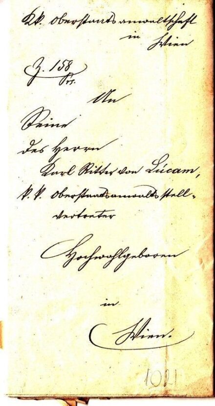 57-1021 1867. Németnyelvű levél Bécsbe, szárazpecséttel