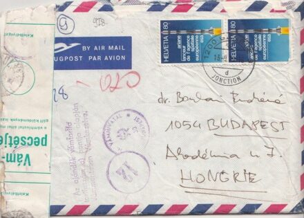 57-978 Vám pecséttel ellátott levél tartalommal, Argentínából Budapestre küldve.