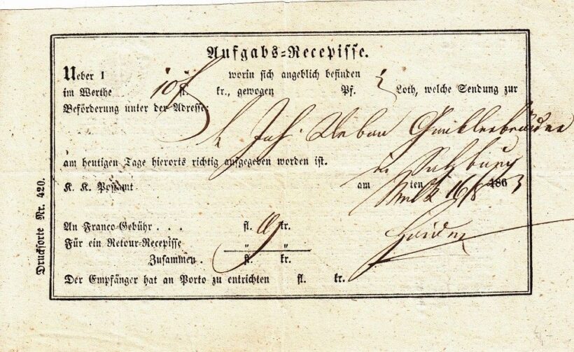 57-679 1845. Tértivevény kézírásos