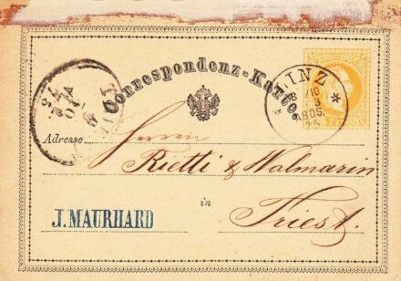 57-1161 1875 2kr levelezőlap "LINZ"-"TRIESZT"