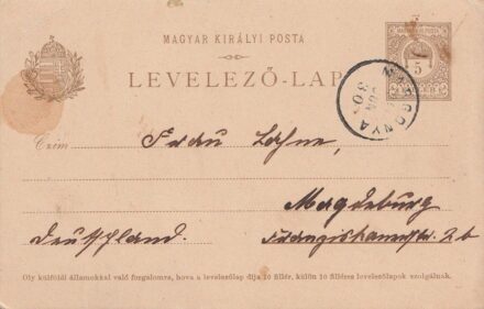 57-537 1919 Díjjegyes levelezőlap "MARGONYA" - Magdaburg