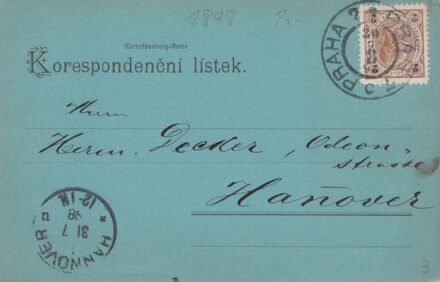 57-407 1898 Díjjegyes levelezőlap "PRAHA" - Hanover