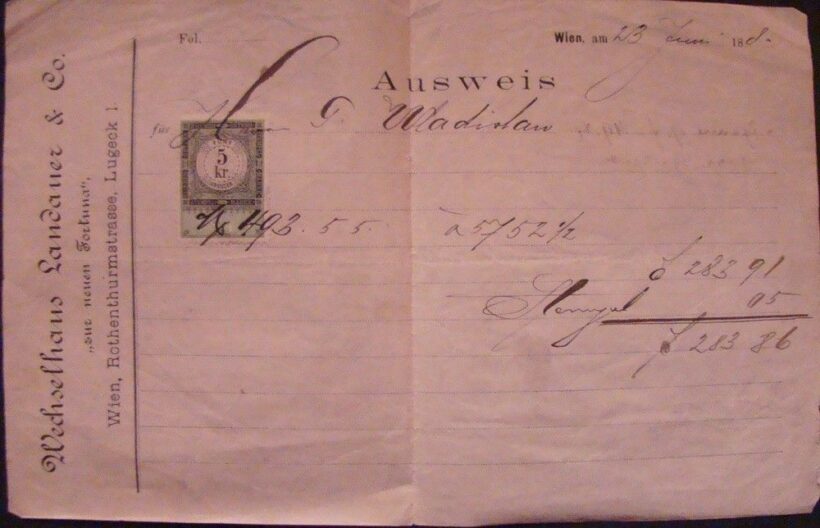 57-676 1880 Igazolás 5kr bélyeggel
