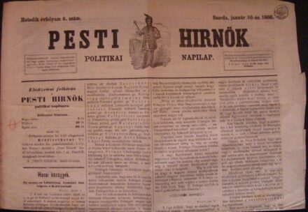 57-1660 1866 "Pesti Hirnök" c. politikai lap. Tudósítás a királynénál tett országos küldötség látogatásáról!