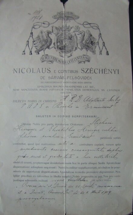 57-1693 1921 Nyomtatvány (Nagyváradi püspökség)