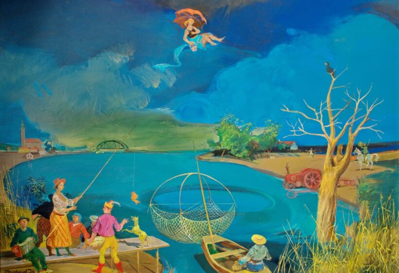 DUSCHANEK JÁNOS ( 1947- ) Aranyhal horgász