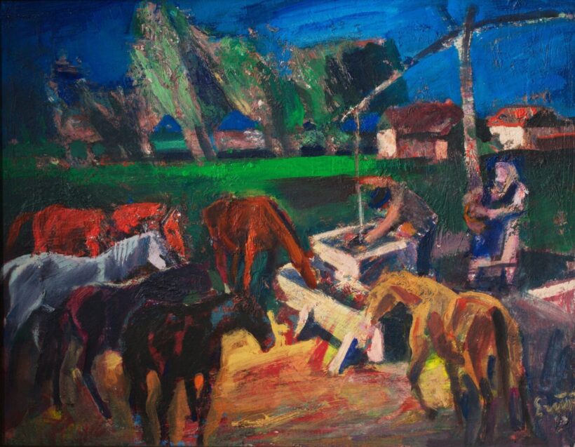 EZÜST GYÖRGY ( 1935- ) Ló itatás