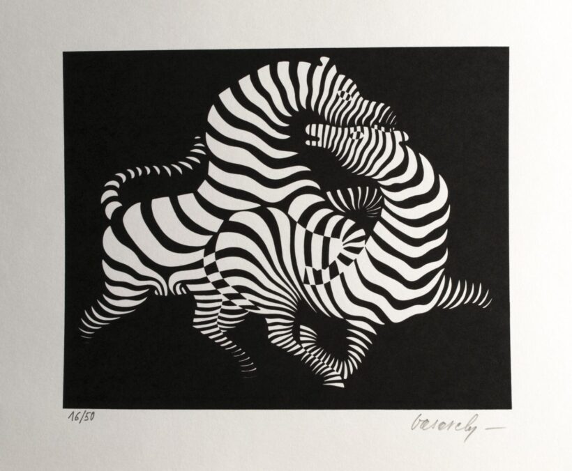VICTOR VASARELY ( 1906- 1997 ) Grafikai mappa ( Zebrák ), 4db-os