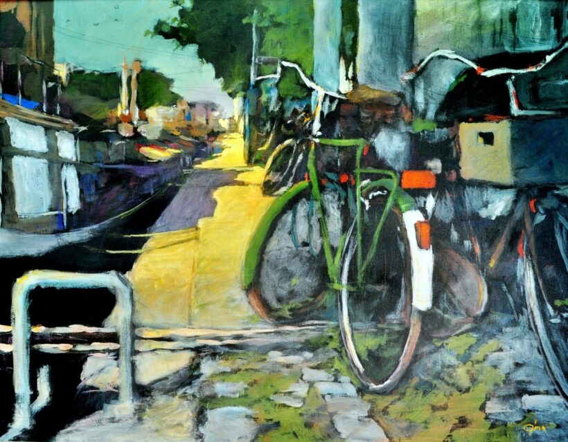 PÓSA EDE ( 1947- ) Biciklik a napfényes utcán