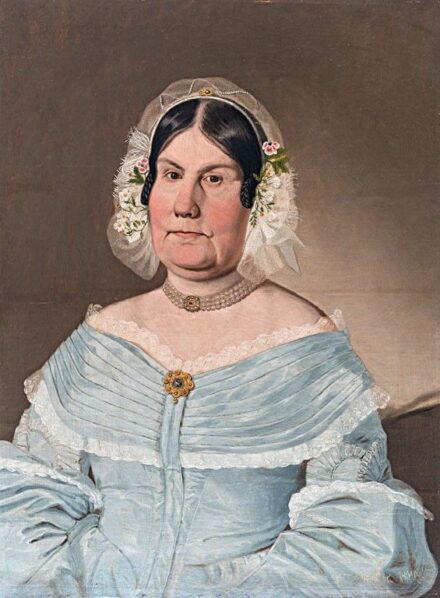 Borsiczky István (működött a 19. sz. közepén)-: Főkötős hölgy portréja, 1843