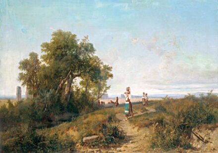 Markó András (1824-1895): Itáliai táj vízhordó asszonyokkal, 1877