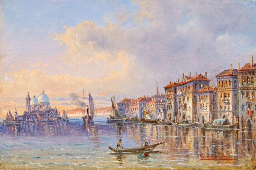 Howe, L. van jelzéssel, 19. sz. vége: A Canal Grande háttérben a Santa Maria della Salute templommal