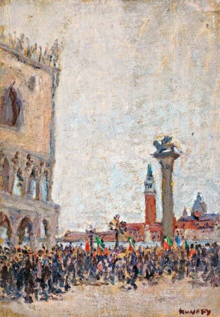 Kunffy Lajos (1869-1962): "Felvonulás a Szent Márk téren Velencében"
