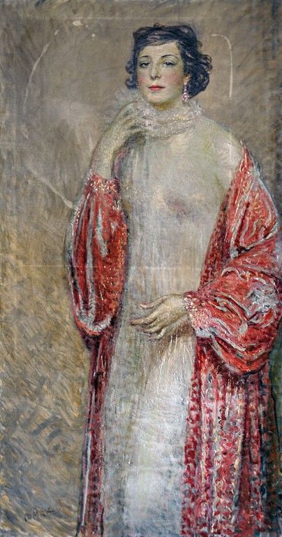 Márk Lajos (1867-1940): Hölgy vörös köpenyben