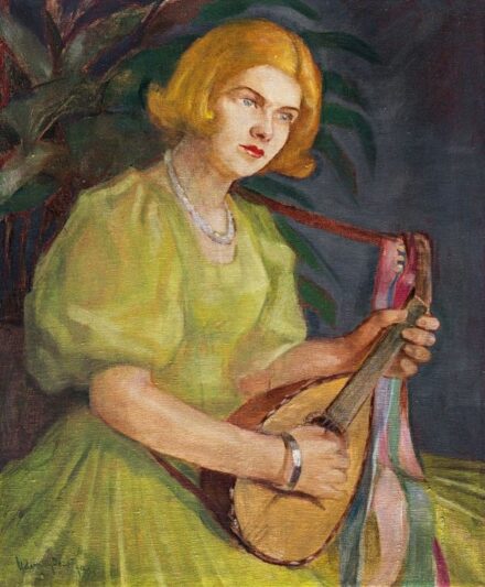 Udvary Dezső (1891 -1975): Leány mandolinnal, 1937