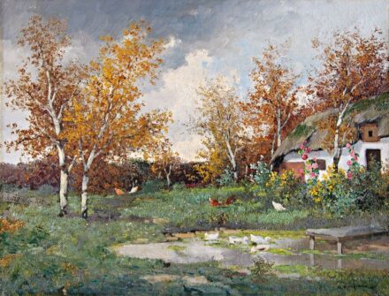 Kaufmann, Adolf (1848-1916): Nyári kertrészlet mályvákkal