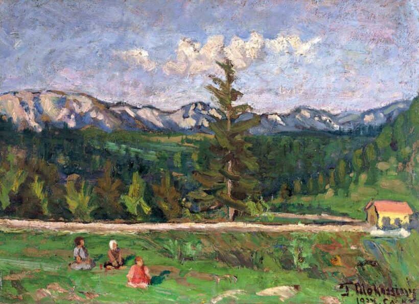 Mokossiny Kató (működött a nagybányai szabadiskolában 1923-1926 között): Kirándulók nagybányai tájban