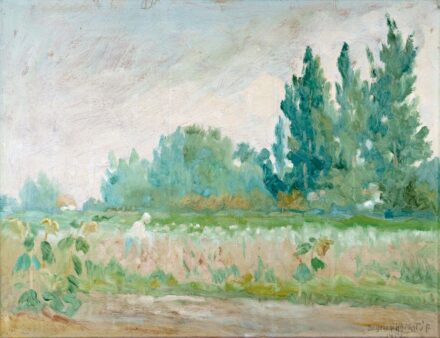 Hajgató Ferenc, Boldogfai (1900 körül -?): Napraforgók a mező szélén, 1952