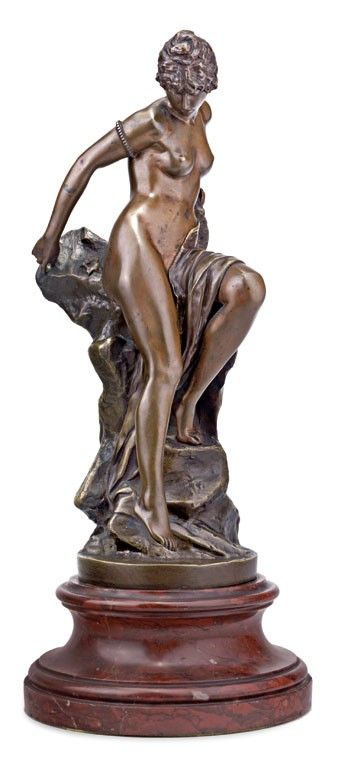 Lepcke, Ferdinand (1866-1909): Sziklára támaszkodó akt