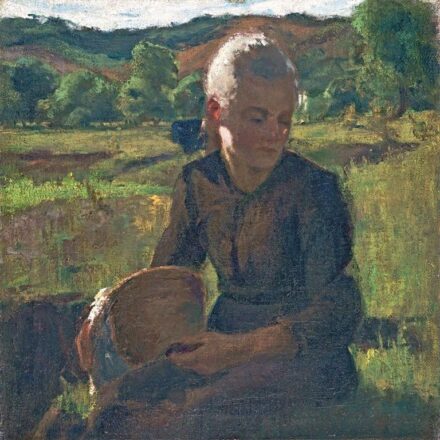 Koszta József (1861-1949): Ülő leány szalmakalappal, 1903 körül