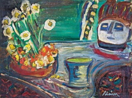 Schéner Mihály (1923-2009): Asztali csendélet maszkkal