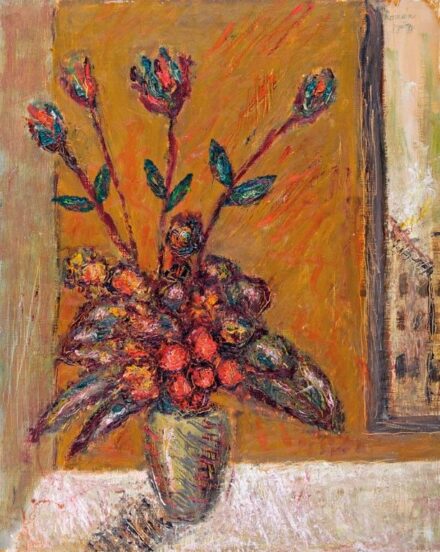 Román György (1904-1983): Virágcsendélet ablakban