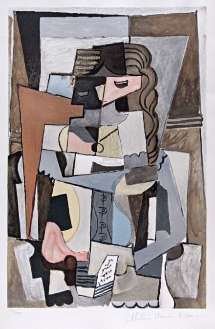 Picasso, Pablo (1881-1973): Nő fűzőben könyvvel