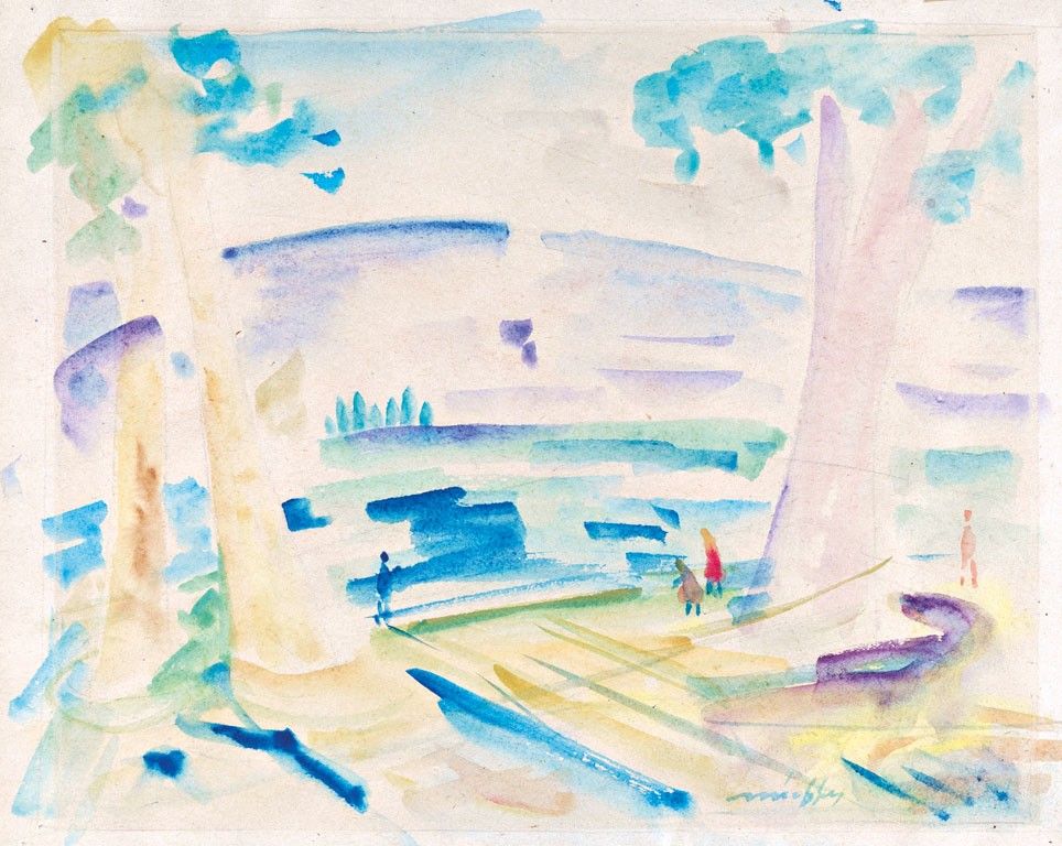 Márffy Ödön (1878-1959): Folyóparti részlet alakokkal