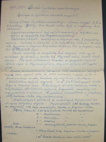 58-1622 1955 Az eplényi vasutállomás légoltalmi munkarendje