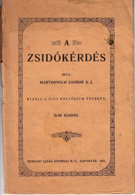 58-1214 1921 A Zsidókérdés /II. kiadás