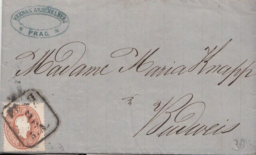 59-544 1862 10kr levélen "PRAGA" (tartalommal)