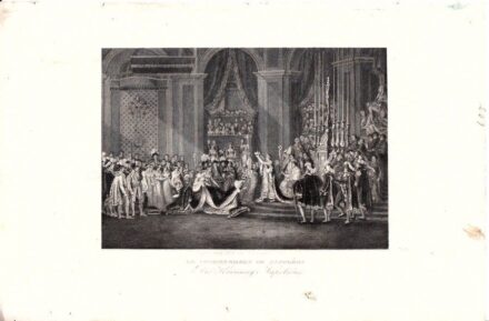 59-572 cca 1840 Napoleon császárrá koronázása/ Die Krönung Napoleons acélmetszet 24x15 cm