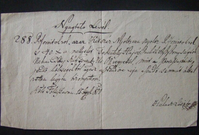 60-318 1810 Nyugta levél