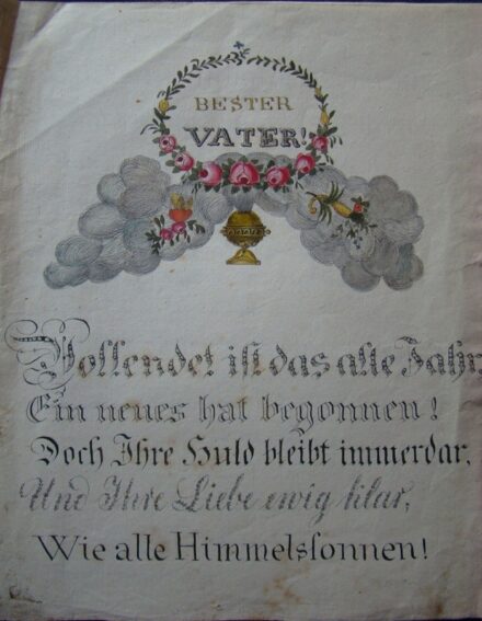 61-850 1831. Díszes kézzel készitett köszöntő lap 29x12cm