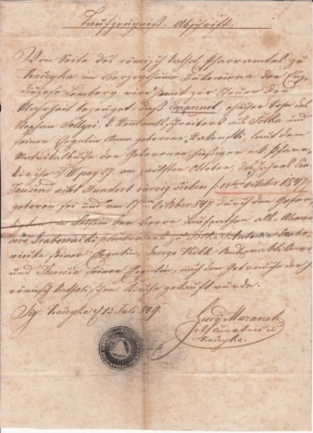 61-690 1849 Egyházi bizonyítván