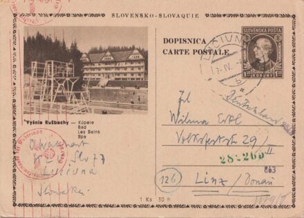 61-672 1944. Cenzurált levelező lap Szlovéniából Ausztriába.