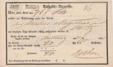 61-855 1863. Feladási vevény