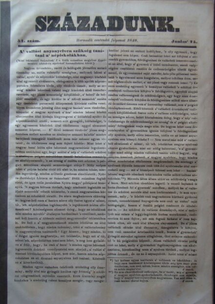 61-1186 1840 "Századunk" c. lap 51. száma